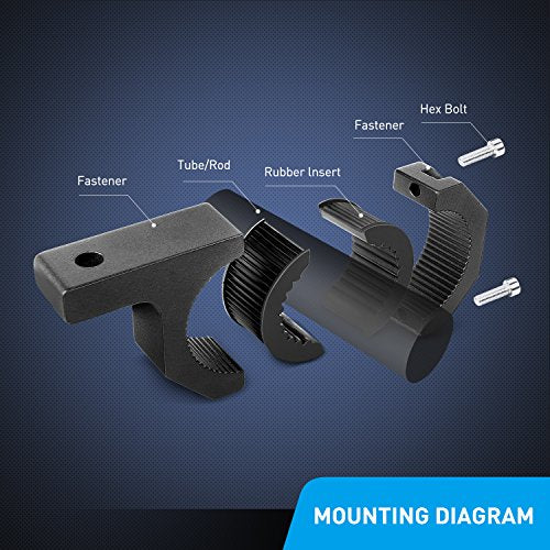 Nilight - 90020D 4PCS Mounting Bracket Kit LED Off-Road Light Horizontal Bar Tube Clamp Roof Roll Cage Holder,2 Years Warranty, Black - size: For 1"/1.5"/1.75"/2"Bar