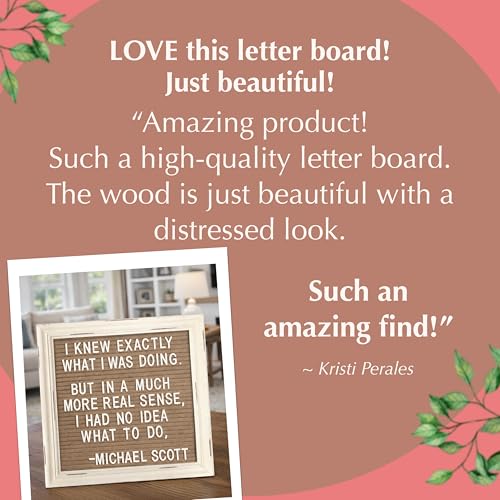 Cappuccino Felt Letter Board Back to School Sign with Rustic Wood White Frame - Farmhouse Letter Board Sign with Stand - Baby Announcement 10x10 Felt Board Changeable Message Board with 350 Letter Set - color: Cappuccino, size: 10x10 inches