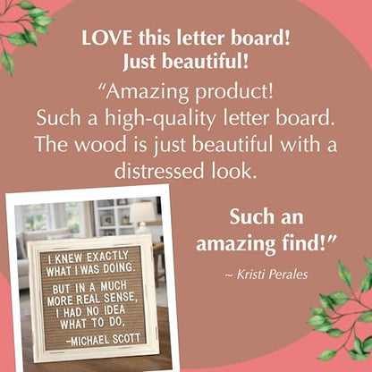 Cappuccino Felt Letter Board Back to School Sign with Rustic Wood White Frame - Farmhouse Letter Board Sign with Stand - Baby Announcement 10x10 Felt Board Changeable Message Board with 350 Letter Set - color: Cappuccino, size: 10x10 inches
