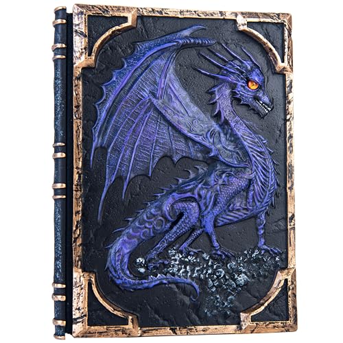 Handmade Flying Dragon Embossed Journal,Resin Engraving Notebook,Lined Paper,Hardcover Travel Notepad for Writing,Sketchbook,Collection,Gift,Decoration Diary for Man Woman A5 Size (New purple flying dragon) - color: New purple flying dragon