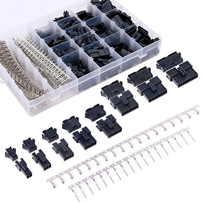 Glarks 1940Pcs 2.5mm Pitch 2/3/4/5/6/7/8/9 Pin Male and Female Plug Housing and Male/Female Pin Header Perfectly Compatible with JST-SM Connector Assortment Kit