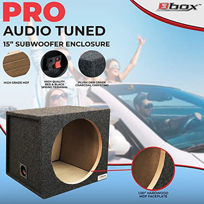 Bbox Single Sealed 15 Inch Subwoofer Enclosure - Car Subwoofer Boxes & Enclosures - Premium Subwoofer Box Improves Audio Quality, Sound & Bass - Red & Black Spring Terminals - Charcoal - size: 15 inch, style: SEALED