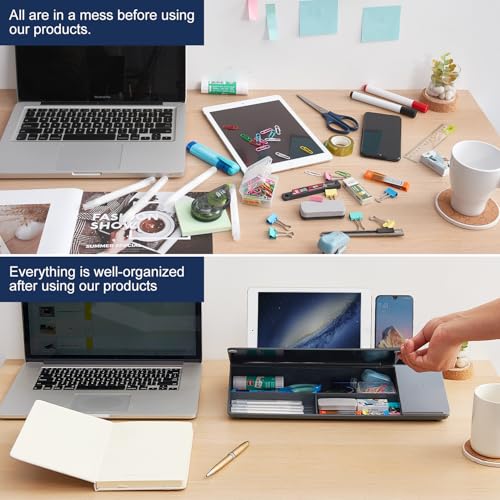 Small Glass Desktop Whiteboard Dry-Erase-Board - Computer Keyboard Stand with Wireless Charger White Board Surface Pad with Drawer, Desk Organizers with Accessories for Office, Home, School Supplies - color: Wireless Charging - Black ＆ Grey