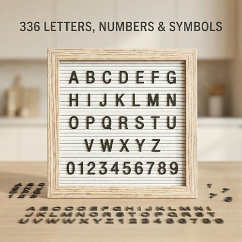 White Felt Letter Board 10x10in, 336 Letters, Wood Frame Message Board - color: White