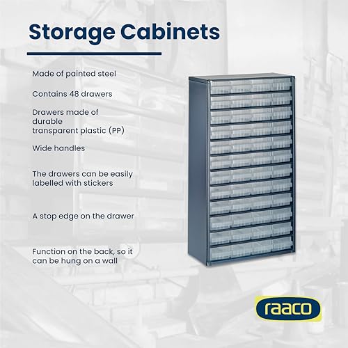 Raaco Steel Storage Cabinet, Tall 48-Drawer (C12-48) - size: Tall-48D