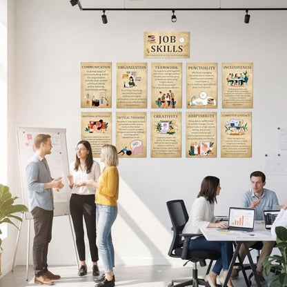 Outus 11 Pcs Retro Job Skills Posters Educational Bulletin Board Set - style: Retro