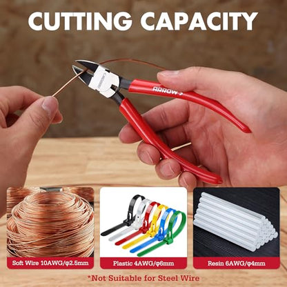 ARROW 6" Precision Wire Cutters, Precision Flush Cut Diagonal Pliers - size: 6 Inch
