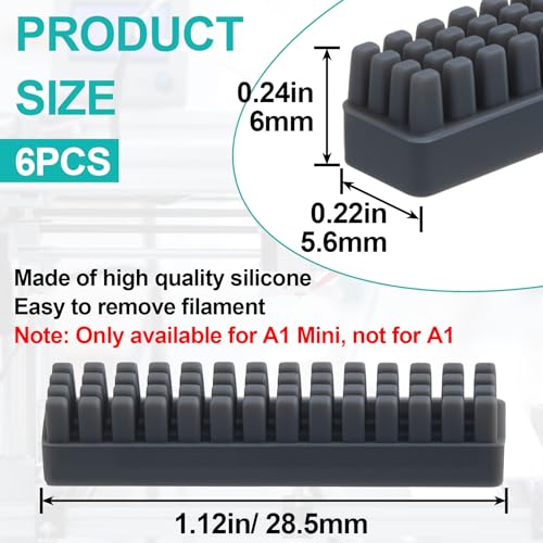 SmallCat 6pcs Silicone Nozzle Wiper Brush for Bambu Lab A1 Mini, Self-Adhesive Nozzle Cleaner Tool, 3D Printer Hotend Nozzle Brush Replacement Kit Incompatible with Bamboo Lab A1- Gray - size: A1mini