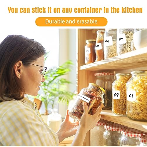 Cholemy 300 Pcs Dry Erase Labels 1"x3" & 1.5" with 2 Markers, Waterproof