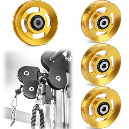 Soulchen 2-14 Pcs Aluminum Cable Pulley Wheel 90/95mm - color: Gold, size: 90 mm