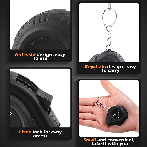 Kanayu 50 Pcs Pcs Mini Measuring Tape with Keychain, 3 ft, Black - color: Black, size: 3 ft