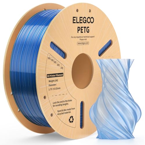 ELEGOO PETG 3D Printer Filament 1.75mm Translucent Blue 1KG - color: Clear Blue
