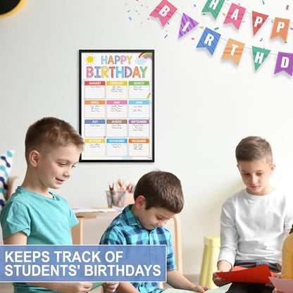 BEAWART Classroom Birthday Chart, 16x24 Colorful Reusable Poster - color: Colorful