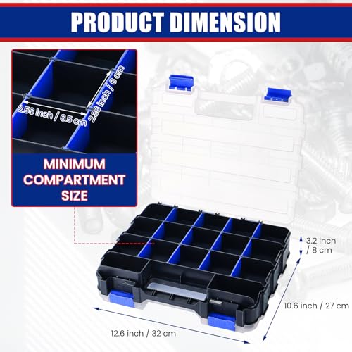 NYXOVA 2 Pack Small Parts Organizer, Hardware Organizer Box - color: Blue