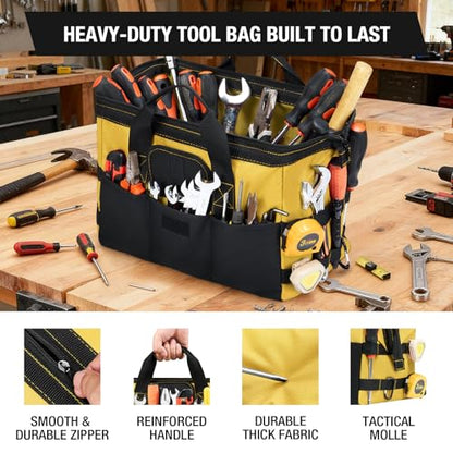 HISEA 3 Pack Heavy Duty Tool Bag, 16-Inch Waterproof Tools Organizer Tote - color: Yellow, size: 16 Inch