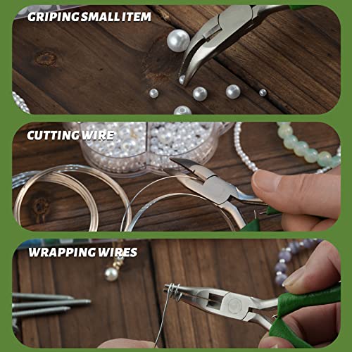 SPEEDWOX Mini Curved Nose Pliers with Serrated Jaw and Chain Cutter - 5 Inch Long Nose Pliers for Crafts, Jewelry Repair & Wire Jewelry Making - style: Angled nose pliers with cutter
