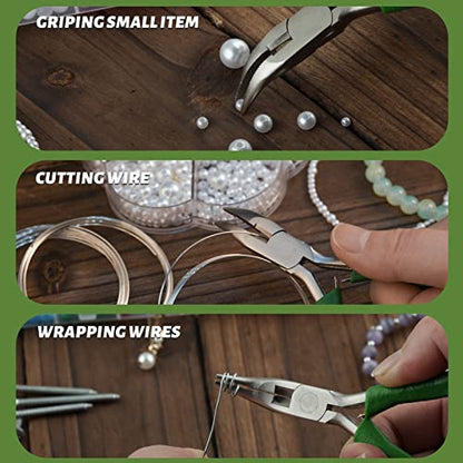 SPEEDWOX Mini Curved Nose Pliers with Serrated Jaw and Chain Cutter - 5 Inch Long Nose Pliers for Crafts, Jewelry Repair & Wire Jewelry Making - style: Angled nose pliers with cutter