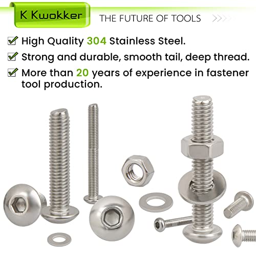 24 Size M2 M3 M4 M5 Hex Button Head Cap Screw Bolts and Nuts Kit, 8mm to 25mm, 304 Stainless Steel Nuts and Bolts Assortment Kit Metric Machine Screws 8/10/12/16/20/25mm, Silver - size: F. M2 M3 M4 M5