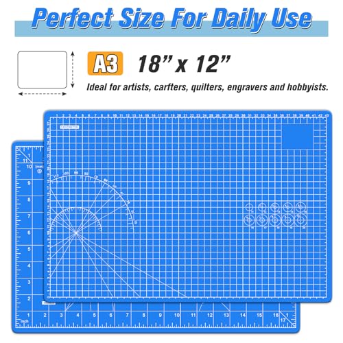 DIYSELF 12in×18in Cutting Mat, A3 Self Healing Craft Mat, Paper Craft Tools - color: Blue, size: 18"L x 12"W