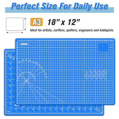 DIYSELF 12in×18in Cutting Mat, A3 Self Healing Craft Mat, Paper Craft Tools - color: Blue, size: 18"L x 12"W
