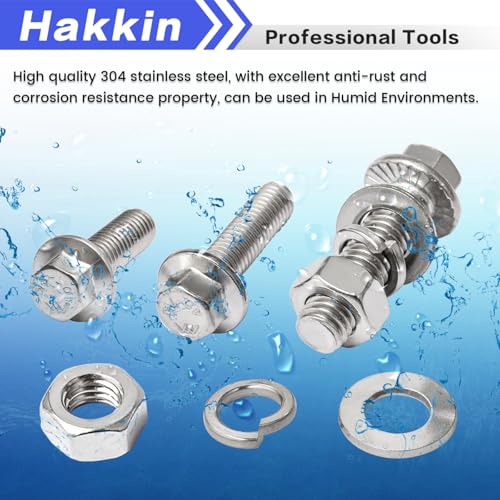 244PCS M6-1.0 M8-1.25 Flange Hex Head Bolts and Nuts Kit, M6 M8 Metric Flange Hexagon Screws Serrated Nuts Washers, 304 Stainless Steel M6 Bolt M8 x 1.25 Bolt Screw Set Hakkin - size: J. M6 M8