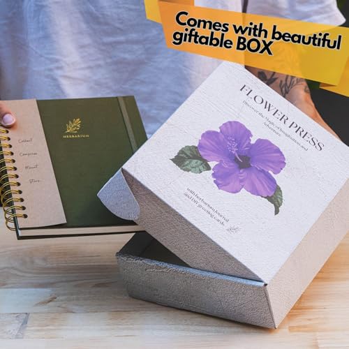 WOKK Flower Press Kit with Herbarium Journal, Compact 8.7" Flower Press