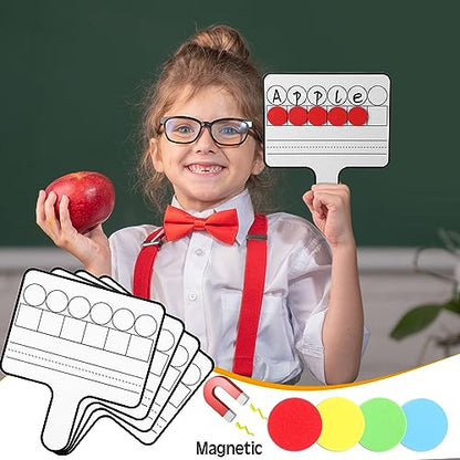 Seajan 12 Pcs Magnetic Answer Board Dry Erase Double Side Handheld, Classic - color: Classic Color