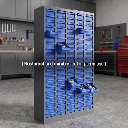 Plastic Drawer 100 Drawer Parts Cabinet, Small Parts Organizer with 100 Drawers, Industrial Tool Storage Cabinet for Garage, Workshop, Factory, Office