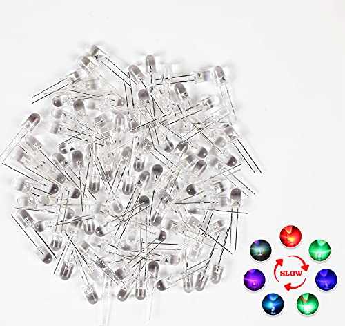 100PCS 5mm RGB Slow Flashing LED Diodes, Clear Lens - color: (Transparent) Slow Flash, size: 5MM
