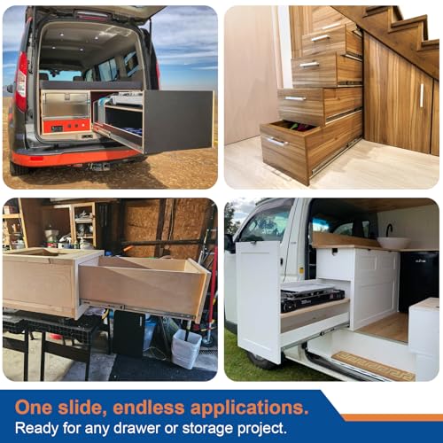 VADANIA #A76 52" Black Industrial Grade Heavy Duty Drawer Slide - color: #A76 - Without Lock, size: 52 Inch