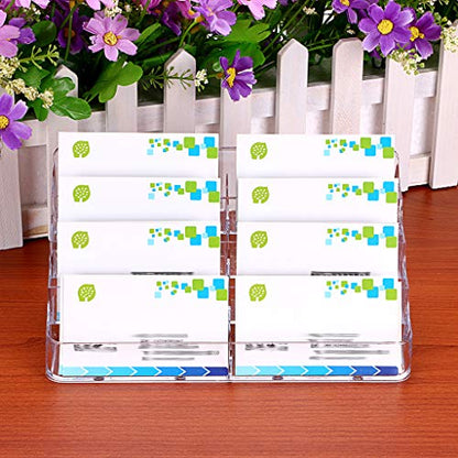 Hipiwe 2Pcs Acrylic Business Card Holder 8-Slot Desktop Card Display Stand - color: Transparent