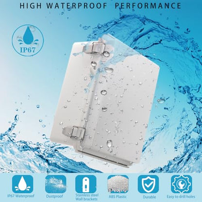 Outdoor Waterproof Electrical Box Junction Box Weatherproof IP67 ABS Plastic Enclosure Switch Router Project Box Electronics DIY Enclosure With Mounting Plate Wall Bracket Grey 8.6"x6.6"x4.3" - color: Grey, size: 8.66" x 6.69" x 4.33"
