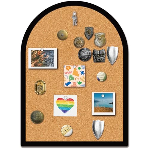 CRASPIRE Arch Pin Cork Board Framed Bulletin Display Badge Vintage Wooden Decorative Corkboard 8.66x11.8 Wall Mounted Memory Memo Brooch Lapel Holder Storage for Home Office School Classroom Wedding - style: Arch