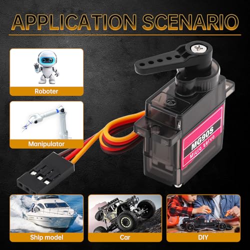 4 Pack MG90S Micro Servo Motor Full Metal Geared 9G, 360 Degree Rotation - size: Control Angle 360 Degree