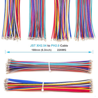 XH2.54 to PH2.0 JST Connector Kit and Pre-Crimped 22AWG Cable,Compatible with JST-XH 2.54mm & JST-PH 2.0mm Cable Connector 2/3/4/5/6/7/8/9/10Pin 16cm Wire (XH-to-PH)
