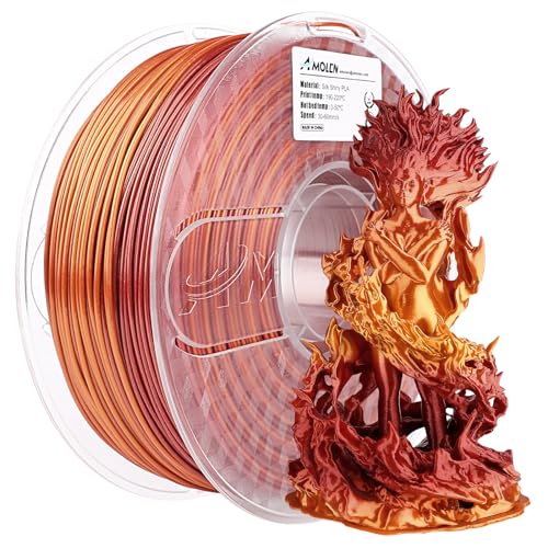AMOLEN PLA 3D Printer Filament, PLA Filament 1.75mm Silk Shiny Filament Red Gold Filament, 3D Printer Gradient Pla Filament 1KG/2.2lb Compatible with Most FDM 3D Printers - color: Silk Gradient Red Gold (Darker Version)