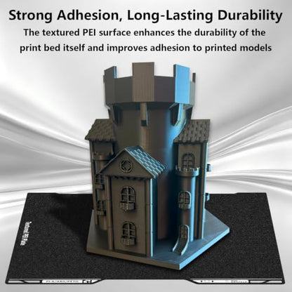 346x355mm Build Plate for Bambu Lab H2D/H2S, Double Side Black Textured PEI Sheet Flexible Spring Steel Plate Heated Bed Printing Platform for H2D, H2S 3D Printers - size: 346x355mm