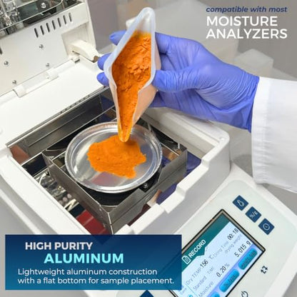 Aluminum Sample Pans for Moisture Analyzer, 90mm Disposable Dish, 50 Pack