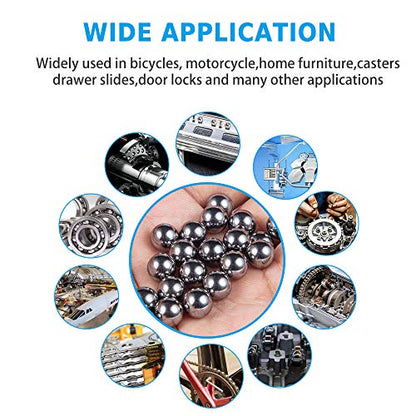 580 Pcs 12 Size Precision 304 Stainless Steel Bearing Steel Ball Assortment 3/32” 1/8" 5/32" 3/16" 7/32" 1/4" 9/32” 5/16” 11/32” 3/8” 13/32” and 1/2'' with Storage Box - size: 0.094-0.500" (12 Sizes)