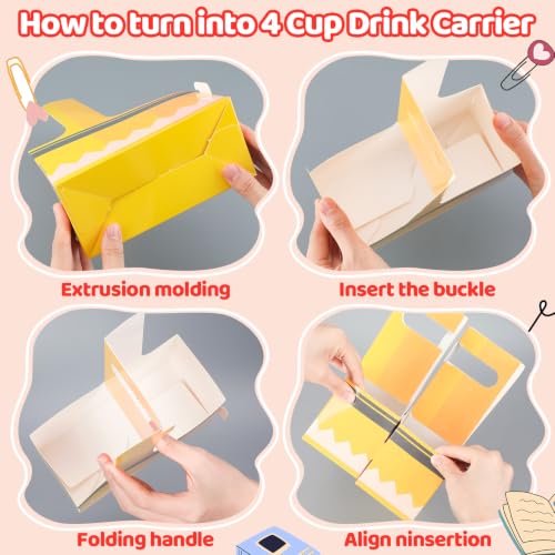 24 Set Back to School Teacher Gift 2 Cup Drink Carrier with Handle - color: Mixed