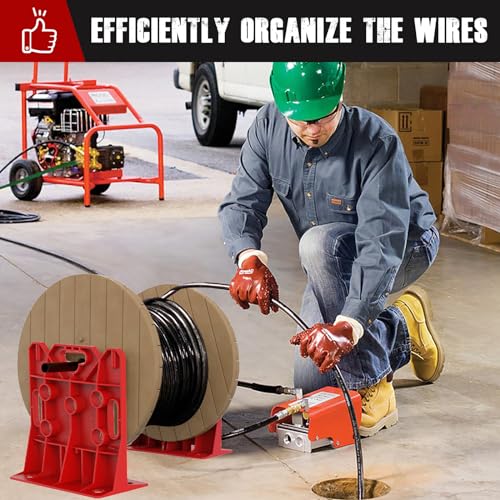 Multi Purpose Wire Dispenser, Cable/Wire Spool Rack, Wire Spool Caddy, Holds Spools Up to 34" In Diameter, Load Capacity 330 LBS, 1 Pair (Red) - color: Red