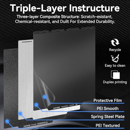 Double Sided Smooth & Textured PEI Build Plate for Snapmaker U1, 276×293mm - color: Double Sided Smooth&Textured, size: for Snapmaker U1