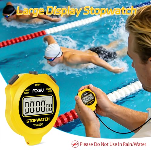 Digital Simple Basic Stopwatch Timer, Silent Stop Watch for Kids Coaches - color: Yellow