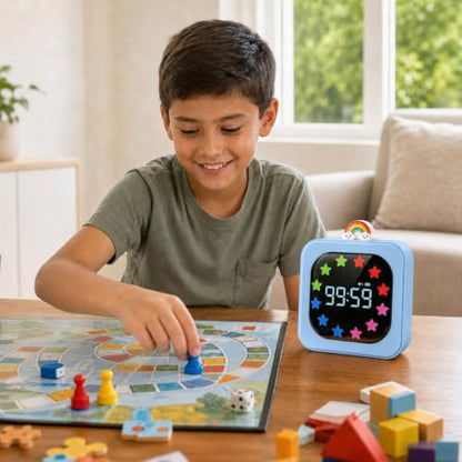 Digital Visual Timer for Kids, Rechargeable 99-Minute Countdown with 12-Star Rainbow LED Display, 9 Color Modes, Silent Mode & Pause, Timer for Classroom, Home & Kitchen - color: Blue