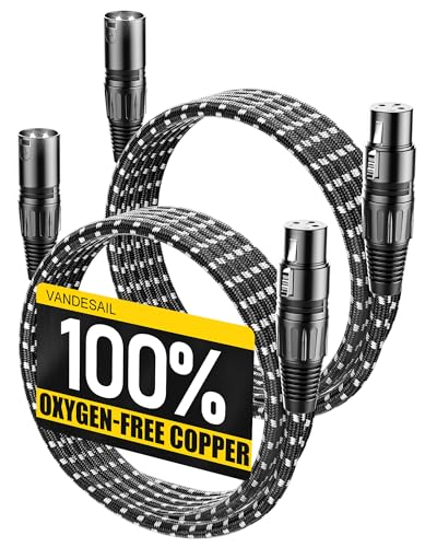 XLR Cables 10ft 2 Pack Microphone Cable,OFC Balanced Shielded - color: Black-White, size: 10 Feet
