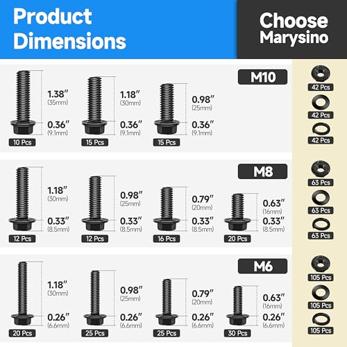 830Pcs M6 M8 M10 Bolts, Flange Hex Head Metric Bolt Assortment, Machine Screw Assortment Kit for Automotive, Black Oxided Carbon Steel Bolts and Nuts Kit - color: Black, size: 830Pcs M6 M8 M10