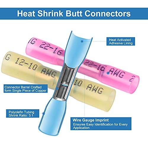 QX&XD 125PCS Heat Shrink Wire Connectors Kit, Wire connectors kit - style: 125PCS