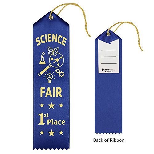 RibbonsNow Science Fair Award Ribbons 1st - 2nd - 3rd Place – 45 Total Ribbons - 15 Each Place with Card & String - size: 45 Total Ribbons