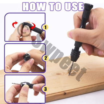 Swpeet 222Pcs Universal Mini Drill Press Vise Clamp and Aluminum Alloy Pin Vise Hand Drill with 0.8-3mm Steel Drill Bits and Keychain Making Supplies Assortment Kit, Resin Tools for Jewelry Crafts - style: NO.4