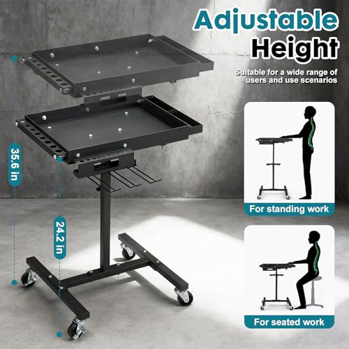 OLBRUS Rolling Work Table, Rolling Tool Cart with Drills Storage